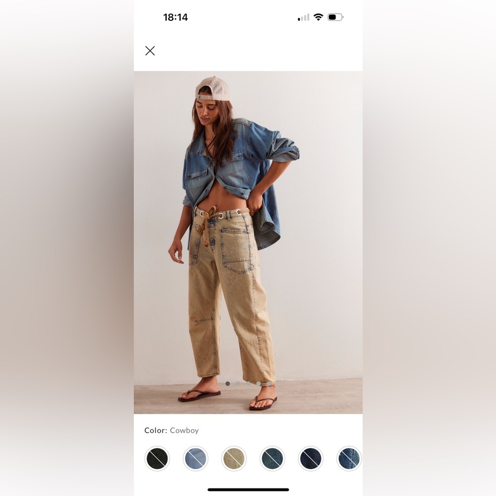 We the Free Moxie Pull-On Barrel Jeans in Cowboy color